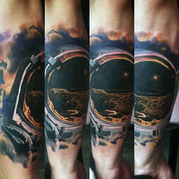 Brilliant Space Tattoo On Forearms Male