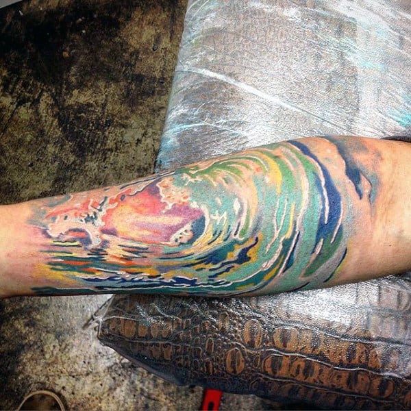 Brilliant Swirls Watercolor Tattoo Forarms Male