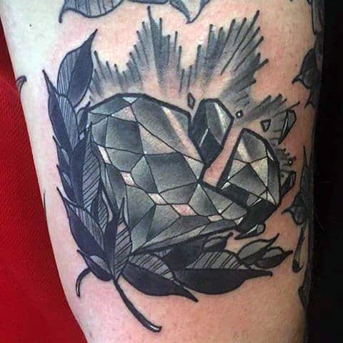 Broken Diamond Shattered With Peices Mens Bicep Tattoo