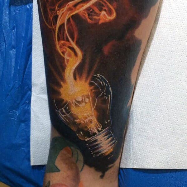 Broken Light Bulb Insane Guys Realistic Arm Tattoos