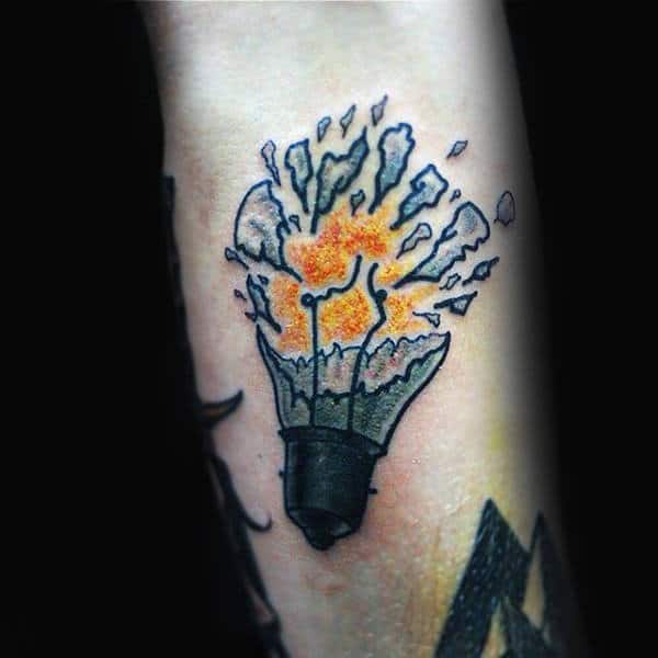 Broken Light Bulb Mens Small Tattoo Design Ideas