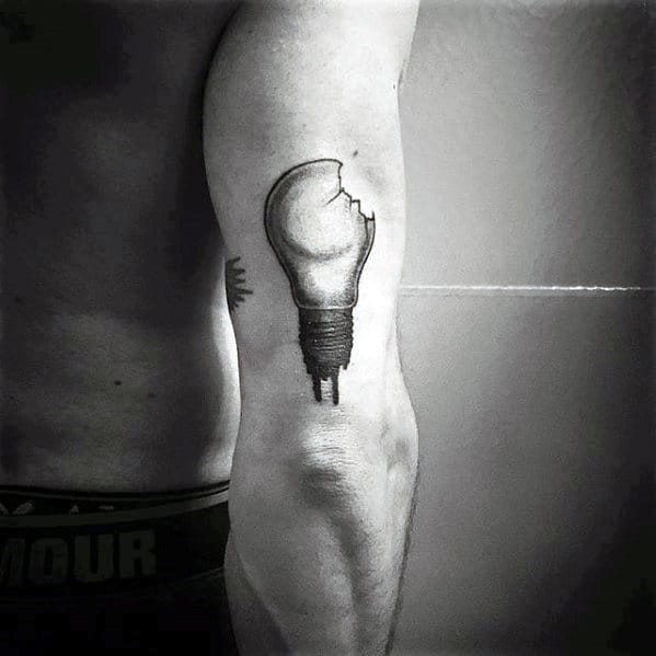 Broken Lightbulb Mens Back Of Arm Tattoo Design Inspiration