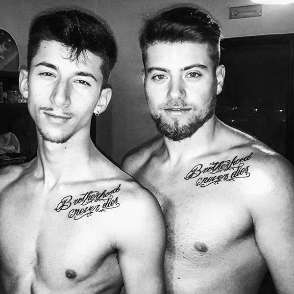 brotherhood never dies male brother tattoos on collar bone