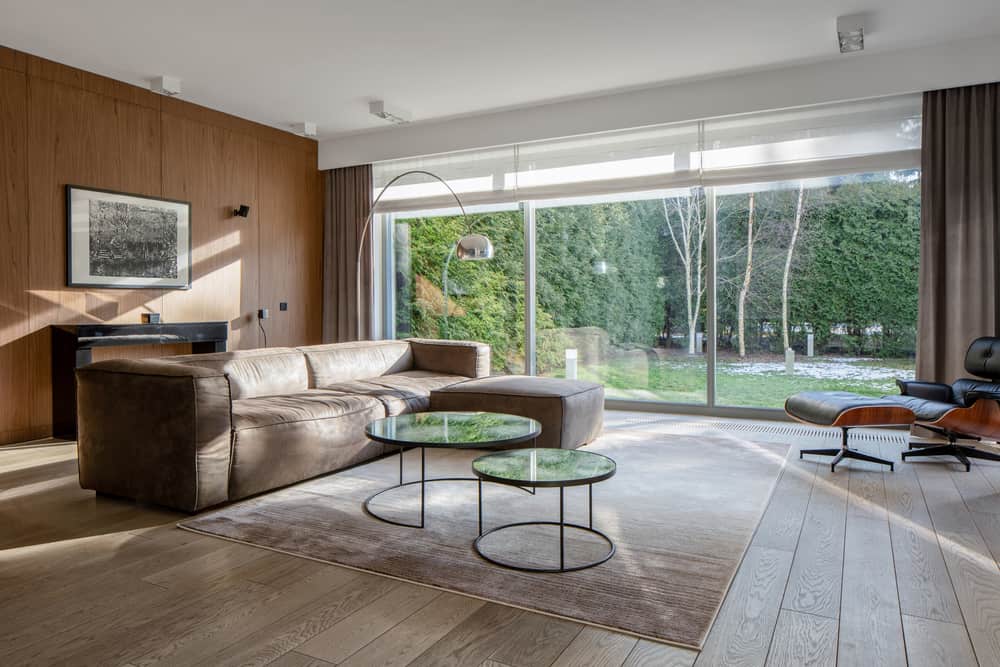 brown minimalist living room