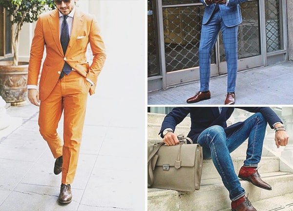 Brown Shoes With Orange Suit Male Fashion Style