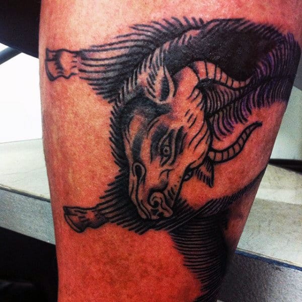 Black Bucking Bull Guy's Tattoos