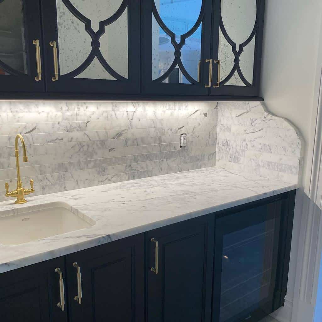 built-in butler's pantry marble countertop