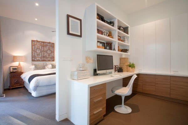 Top 50 Best Built In Desk Ideas Cool, Corner Computer Desk With Shelves Above Bed