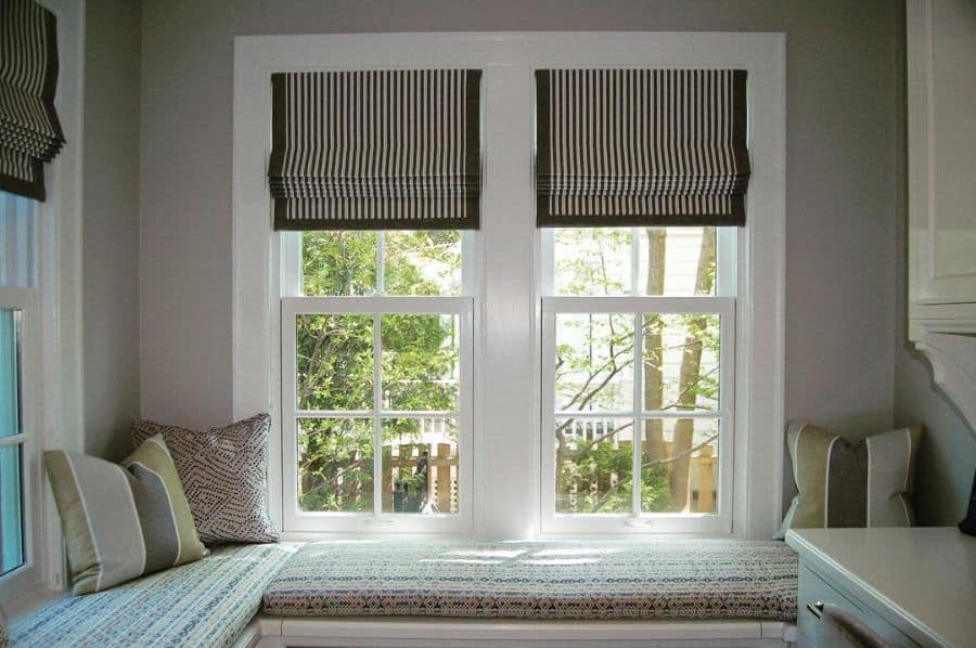 built-in window seat garden view