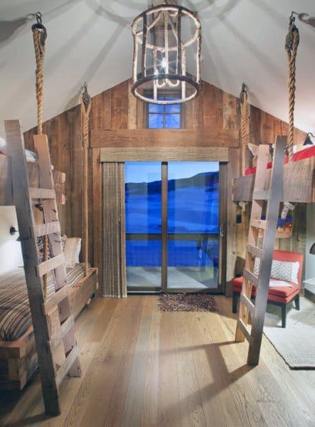 Bunk Bed Hanging Bed Ideas With Rustic Design