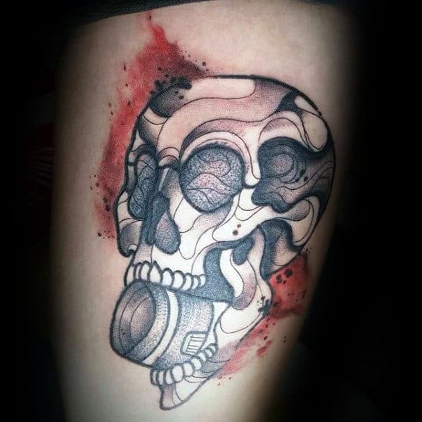 Burning Skull With Camera In The Mouth Tattoo Male Forearms
