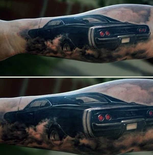 Burnout Muscle Car Tattoos For Men