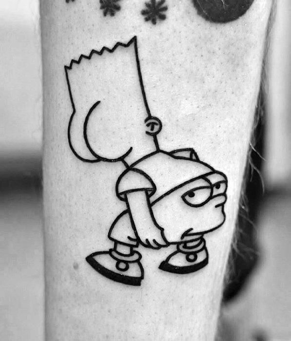 Butt Face Bart Simpsons Cool Funny Tattoo