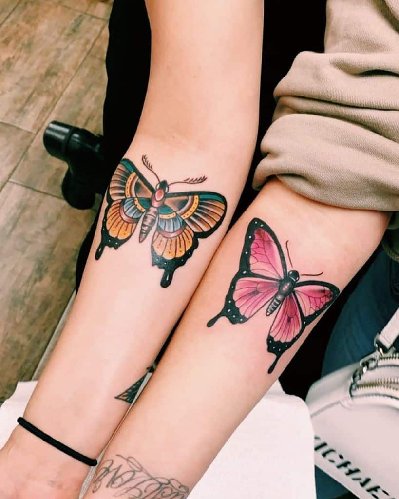 butterfly tattoos matching tattoos wrist tattoos best friend tattoos  tattoosideas sleevetat  Matching friend tattoos Butterfly wrist tattoo  Cool wrist tattoos