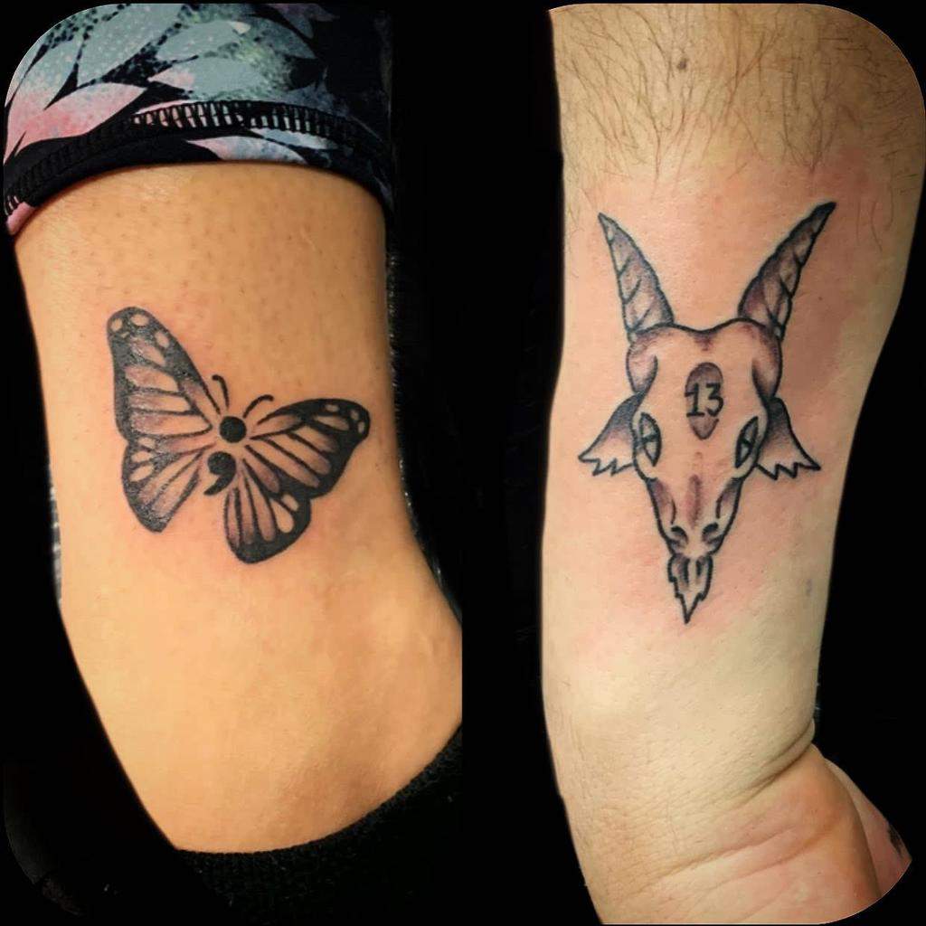 Butterfly Goatshead13 Illustrative Semicolon Tattoo
