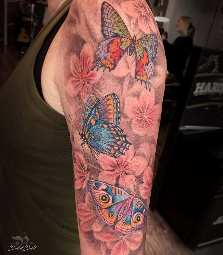 butterfly upper arm tattoos for women bradbull_