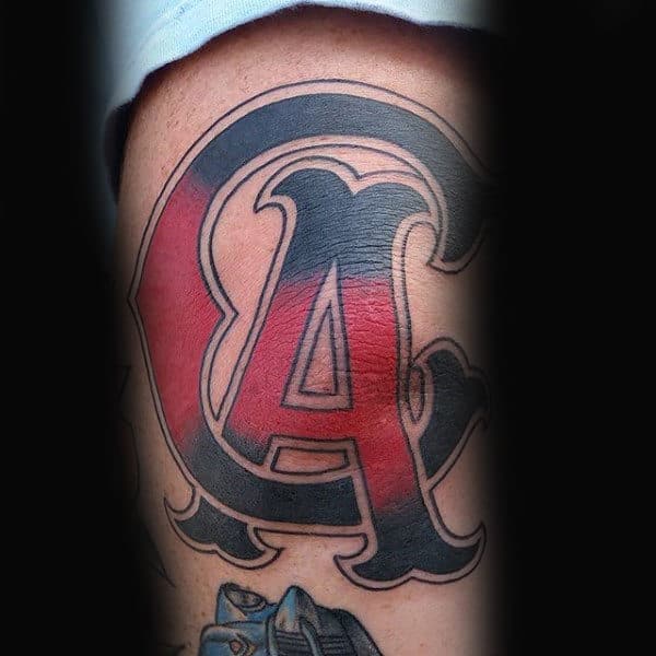 C A California Mens Elbow Tattoos
