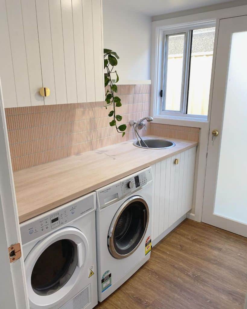 shiplap cabinets laundry washer and dryer 