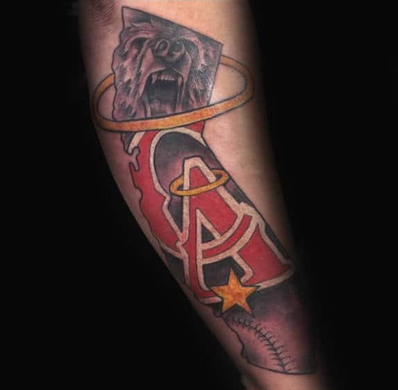 California Baseball Mens Arm Tattoos