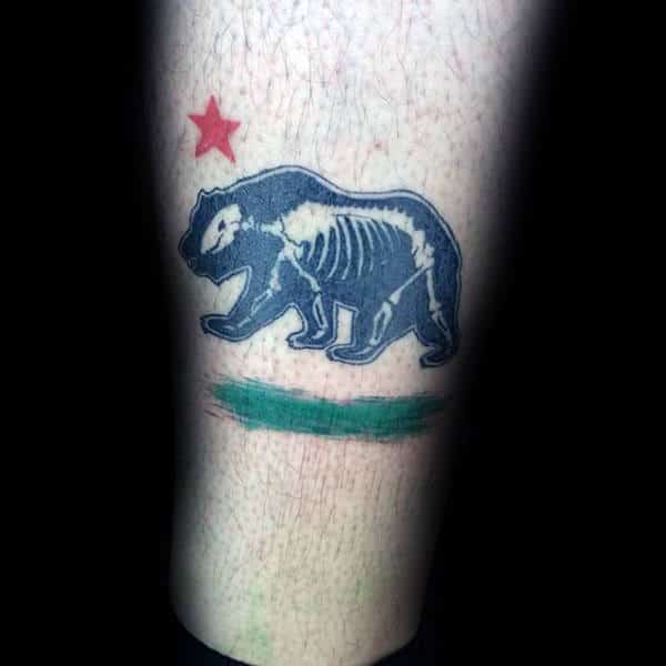 California Bear Skeleton Male Tattoo On Forearm