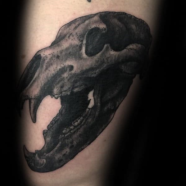 California Grizzly Bear Skull Animal Mens Arm Tattoo Designs