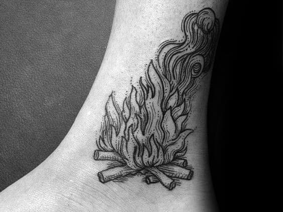 Campfire Ankle Tattoo Ideas For Males