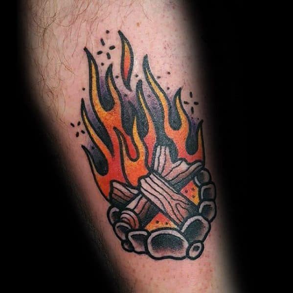 Campfire tattoo by Josh Griffin  Baltimore  Traditional tattoo Sleeve  tattoos Trendy tattoos