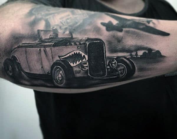 Car Tattoo Sleeves On Man