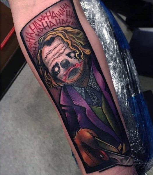 Cartoon Style Batman Joker Male Tattoos