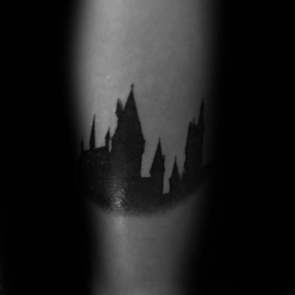 Castle Silhouette Mens Small Armband Tattoo Design Ideas