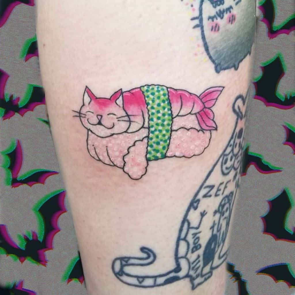 Cat Sushi Kitty Cat Paw Cute Tattoo
