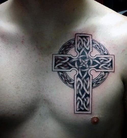 Celtic Chest Cross Tattoos For Men