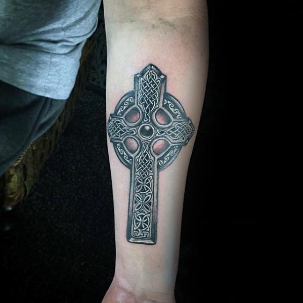 Celtic Cross Male Small Religious Inner Forearm Tattoo