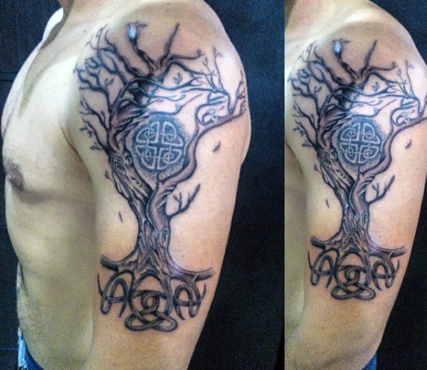 Tree Celtic Cross Tattoo Designs For Men