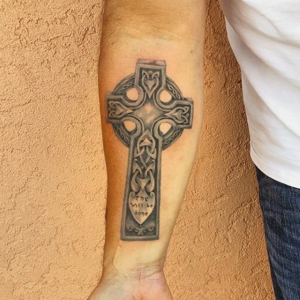 Celtic Cross Tattoo Ideas For Guys On Inner Forearm