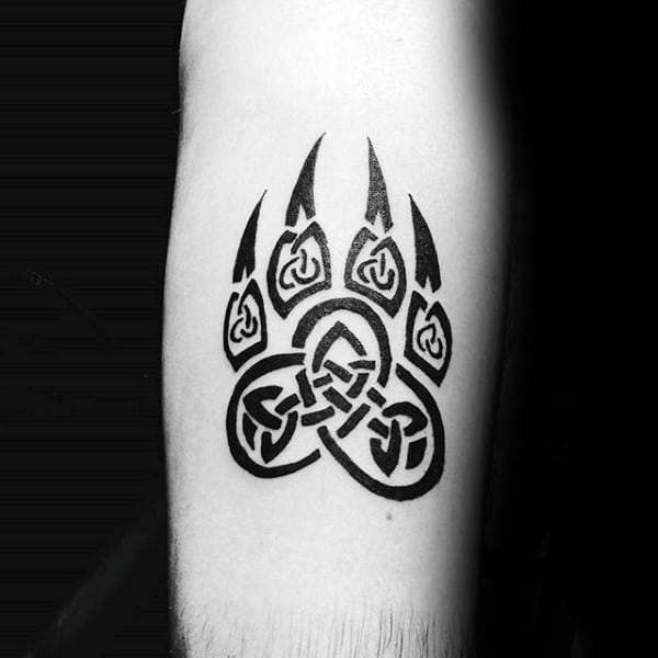 Celtic Male Wolf Paw Tattoos On Arm