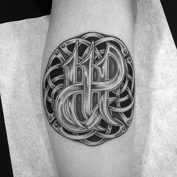 Celtic Virgo Mens Leg Calf Tattoo Designs