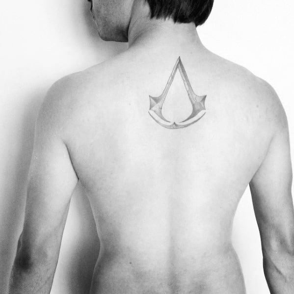 Center Of Back Male Assassins Creed Tattoo