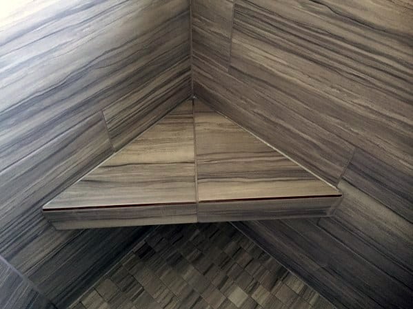 Ceramic Tile Corner Shower Bench Design Ideas
