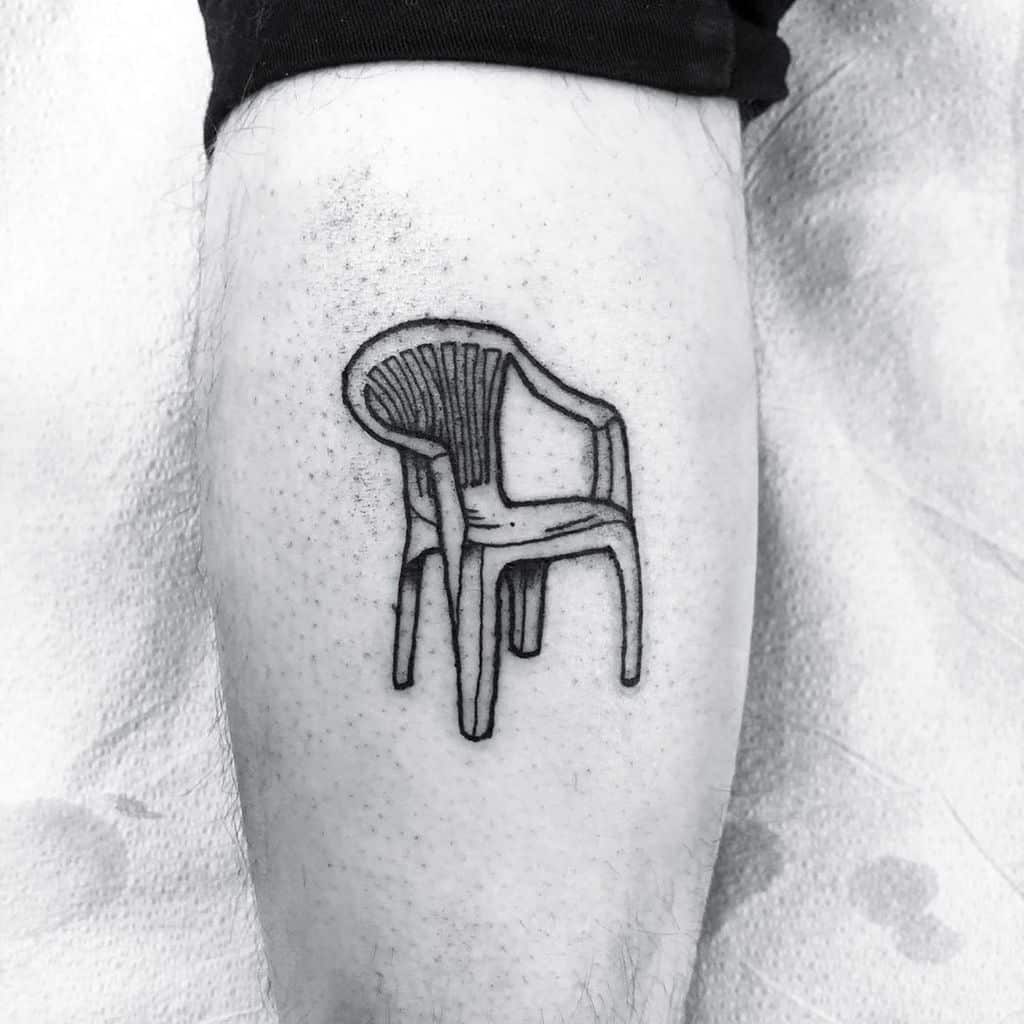 Chair Black Work Cute Funny Outline Tattoo