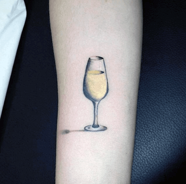 Linedrawing tattoo of champagn flute and wine charm with words  Tattoo  contest  99designs