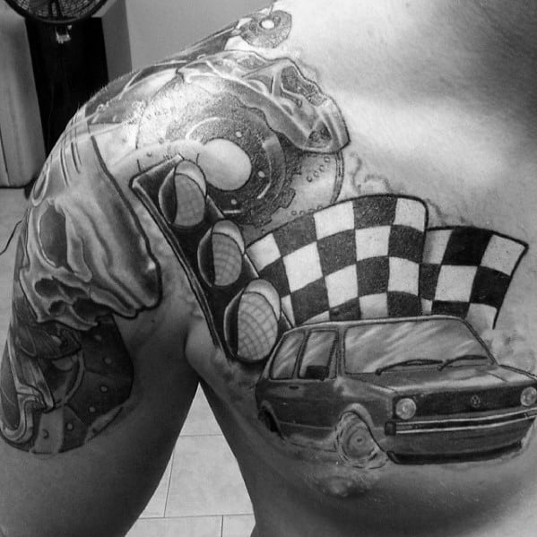 Checkered Flag Tattoo Inspiration For Men
