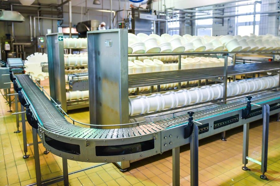 cheese factory with a plastic cheese molds