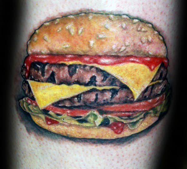 Cheeseburger Tattoos For Gentlemen On Arm