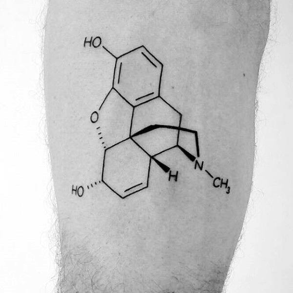 Chemistry Male Minimalist Leg Tattoo
