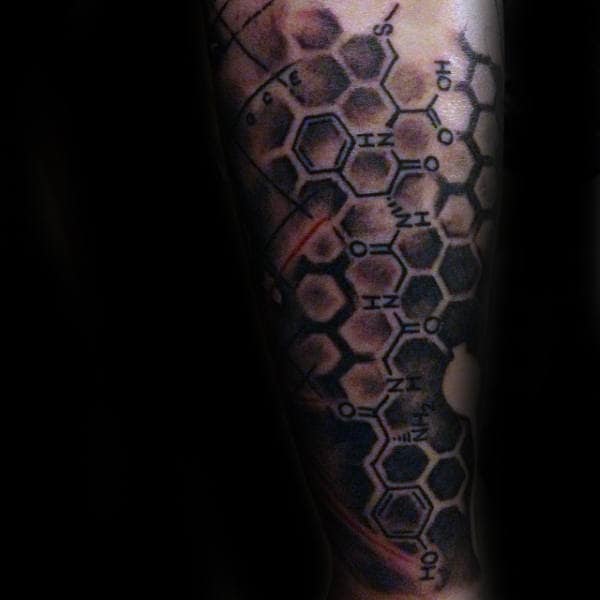 Chemistry Runners High Male Forearm Sleeve Tattoo