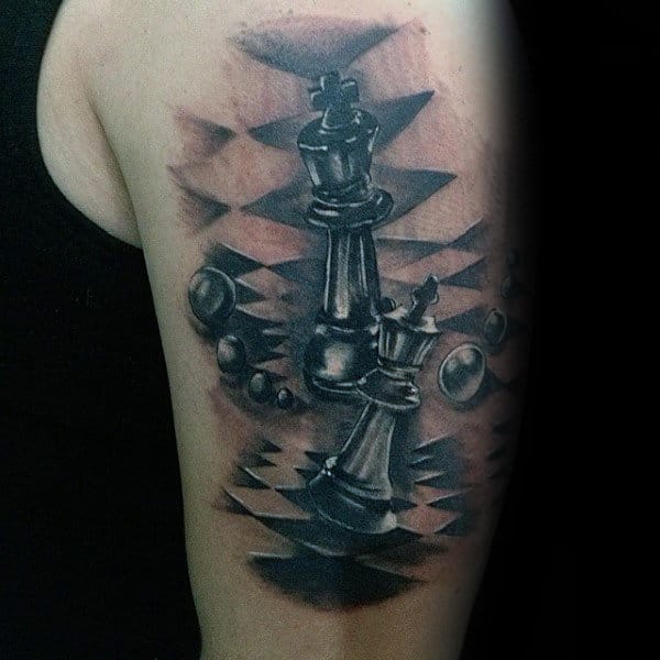 Chess Board With King Mens Arm Tattoos