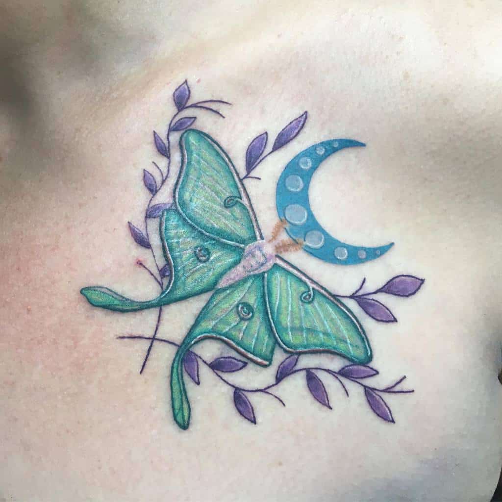 Chest Luna Moth Tattoo Beccabedazzles