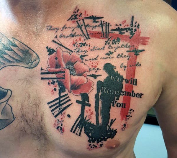 Chest Men's Military Rank Tattoos