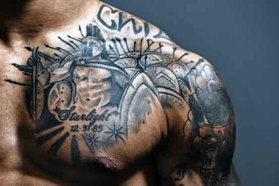 Chest Spartan Navy Tattoo For Men
